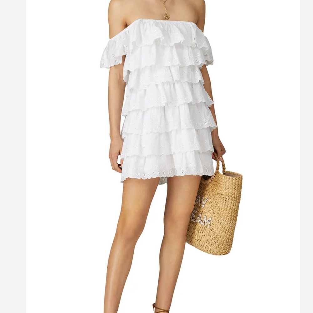 Show Me Your Mumu Lucy white eyelet ruffle mini dress size S - Picture 2 of 7